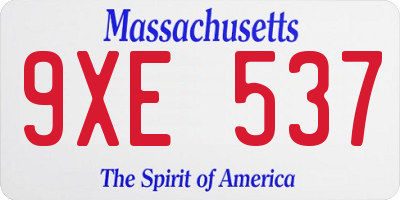 MA license plate 9XE537