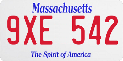MA license plate 9XE542