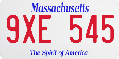 MA license plate 9XE545