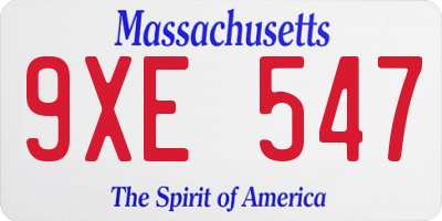 MA license plate 9XE547