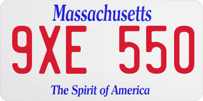 MA license plate 9XE550