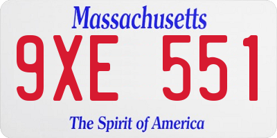 MA license plate 9XE551