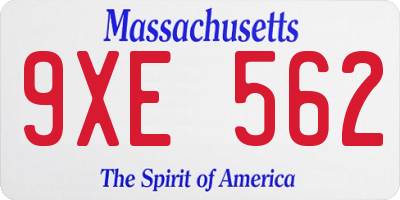 MA license plate 9XE562