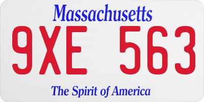 MA license plate 9XE563
