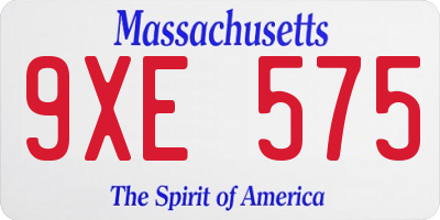 MA license plate 9XE575