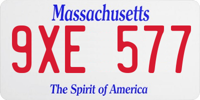 MA license plate 9XE577