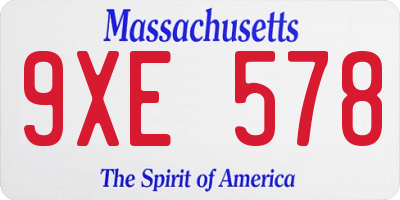 MA license plate 9XE578