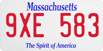 MA license plate 9XE583