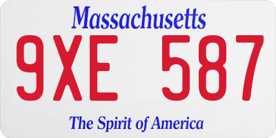 MA license plate 9XE587