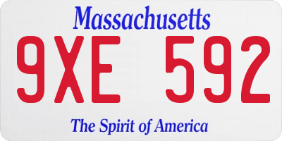MA license plate 9XE592