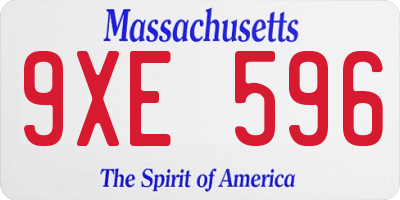MA license plate 9XE596