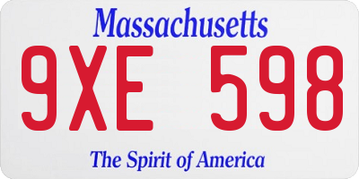 MA license plate 9XE598