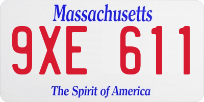 MA license plate 9XE611