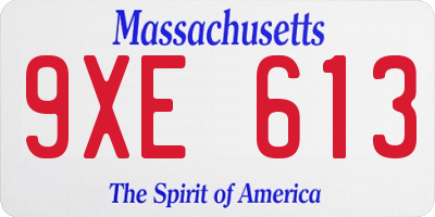 MA license plate 9XE613