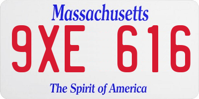 MA license plate 9XE616