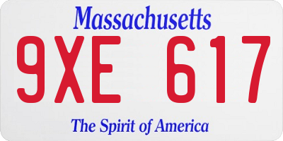 MA license plate 9XE617