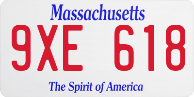 MA license plate 9XE618