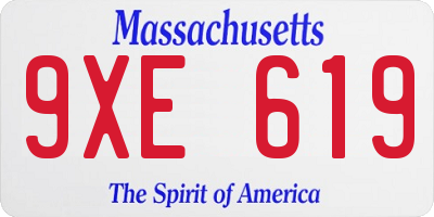 MA license plate 9XE619