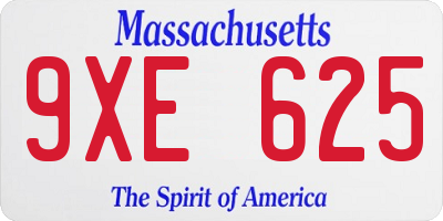 MA license plate 9XE625