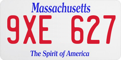 MA license plate 9XE627