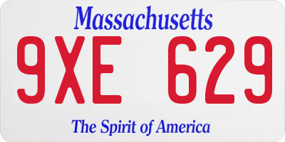 MA license plate 9XE629