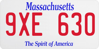 MA license plate 9XE630