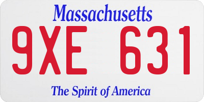 MA license plate 9XE631