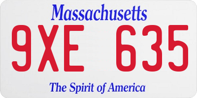 MA license plate 9XE635