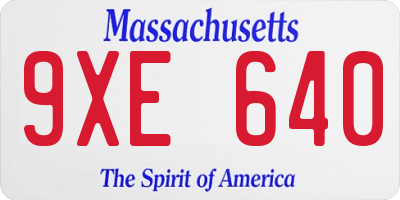 MA license plate 9XE640