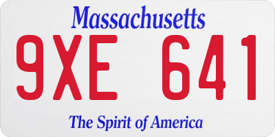 MA license plate 9XE641