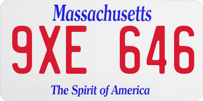 MA license plate 9XE646