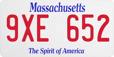 MA license plate 9XE652