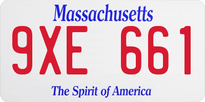 MA license plate 9XE661