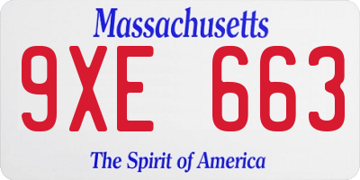 MA license plate 9XE663