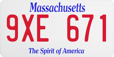 MA license plate 9XE671