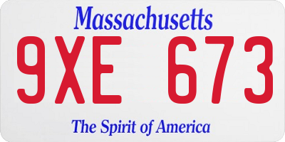 MA license plate 9XE673