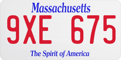 MA license plate 9XE675
