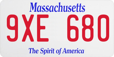 MA license plate 9XE680