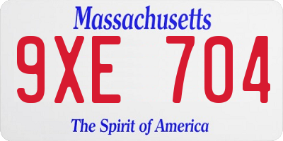 MA license plate 9XE704