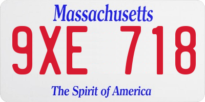 MA license plate 9XE718