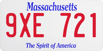 MA license plate 9XE721