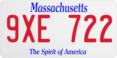 MA license plate 9XE722