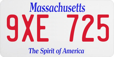 MA license plate 9XE725