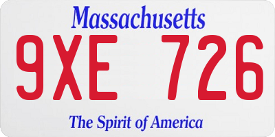 MA license plate 9XE726