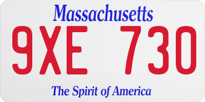 MA license plate 9XE730