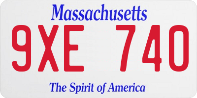 MA license plate 9XE740