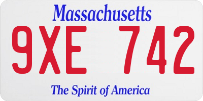 MA license plate 9XE742