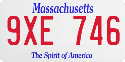 MA license plate 9XE746
