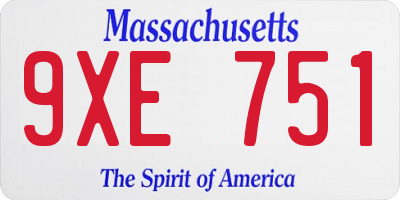 MA license plate 9XE751