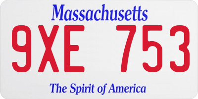 MA license plate 9XE753